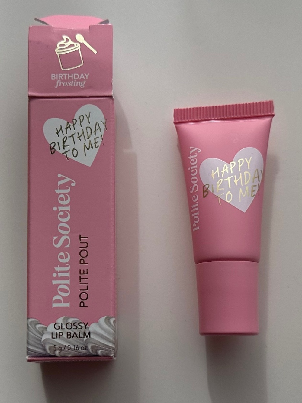 New in Box - Polite Society - Polite Pout Glossy Lip Balm Mini in Birthday Frost